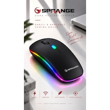 Rgb Işıklı Şarj Edilebilir Çift Modlu Kablosuz Mouse Bluetooth + 2.4ghz Wireless Sr-m1 Siyah Diğer