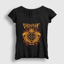 Presmono Kadın Bridgend Bullet For My Valentine T-shirt Siyah