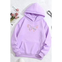 Uyguntarz Unisex Butterfly Baskılı Sweatshirt Lila