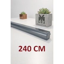 Antrasit Dekoratif Ray Alüminyum 2 Kanallı Dekoratif Metal Perde Kornişi Antrasit240cm - 855867284 Antrasit240cm