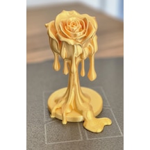 Altın Renk Eriyen Gül Heykeli 15 Cm Masa Süsü Pla Baskı