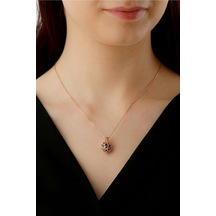 925 Ayar Gümüş Siyah Inci Lotus Kafes Kolye