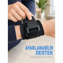 Bilek Destekliği Ayarlanabilir Çift Bantlı Cırtlı Sporcu Bilekliği Siyah