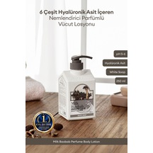 6 Hyalüronik Asitle Nemlendiren Parfümlü Vücut Losyonu Mılk Baobab Perfume Body Lotion White Soap