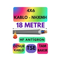 Öznur 4x6 Nhxmh Alev İletmez Kablo, 18 Metre, Gri Standart
