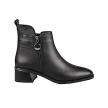 Castle Black 9780 Kadın Deri Kısa Klasik Bot Siyah