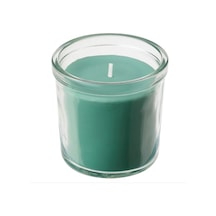 Ikea Hedersam Cam Kaplı Kokulu Mum 7,5 X 7 Cm Bitkisel Marul Yeşili Yeşil