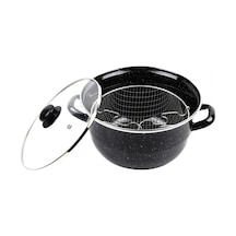 Emaye Kızartma Tenceresi Siyah Kırçıllı 24 Cm Royaleks-69115 Altın - Kumtaşı