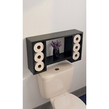 Dekoratif Ahşap Banyo Düzenleyici Raf - 6 Bölmeli 40x70x10 Cm Siyah Dekoratif Ahşap Banyo Düzenleyici Raf - 6 Bölmeli 40x70x10 Cm Siyah