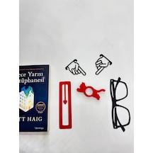 Kedili Sayfa Tutucu Ve Kitap Ayracı 5'li Set Kedili Gözlüklü El İşaretli Aksesuar