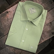 Eren Style Linen Keten Klasik %100 Cotton Kısa Kollu Terletmeyen Gömlek Fıstık Yeşili