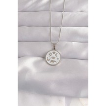 Ezoconcept 316l Çelik Gümüş Renk Beyaz Mineli Karışık Figürlü Tarot Kolye Çok Renkli