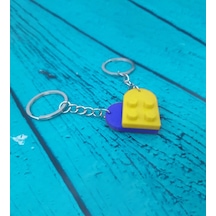 Seninle Anlam Bulurum Lego Dizayn Kalp Anahtarlık 2'li Sarı Laciv Çok Renkli