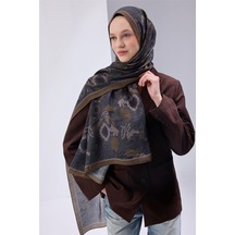 Silk Home Viskon Karışımlı Mayda Şal Petrol Yeşili-lacivert Desenli Tok Duruşlu 190x70 Çok Renkli