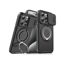 360 Dönen Gizli Metal Halka Araç Tutucu Yumuşak Tpu + Sert Pc Tampon Telefon Black Iphone11 Pro İçin 5.8 " Black