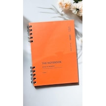 Fark Tanıtım Spiralli 80 Yaprak Çizgili A5 Defter, Not Defteri, Okul Defteri, 4 Farklı Renk Seçeneği 04 Orange Coral Açık Gri