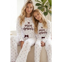 Siyah İnci Pamuklu Likralı Örme Pijama Takım26241165 Beyaz