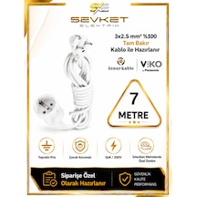 Viko Topraklı Uzatma Seyyar Kablosu Tekli Priz 7 Metre 3x2,5 Mm Seyyar Uzatma Kablosu 0.7 M