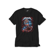 Metallica Lightning Skull Siyah Tişört Siyah