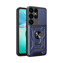 Samsung Galaxy Uyumlu, S26 Ultra Pars Lens Yüzüklü Silikon - Lacivert