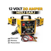 Pro Lefs 12 Volt 20 Amper Akü Şarj Cihazı Saatte 15 Amper Dolum Yapar 180 Ampere Kadar Şarj Eder