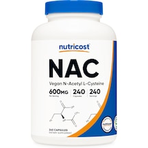 Nutricost N-acetyl L-cysteine N.a.c 600mg 240 Vegetarian Caps Aromasız