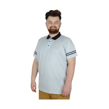 Mode Xl Büyük Beden T-Shirt Polo Sleeve Striped 22336 Mavi 001
