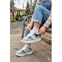 Fort Jacop Cool Anatomik Rahat Hafif Sneaker Kız Çocuk Ayakkabı Beyaz - Yeşil