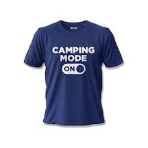 North Whiskers Camping Mode On Baskılı %100 Pamuklu Unisex Lacivert Kamp Tişörtü Lacivert - 875041596 Lacivert - 875041596 Lacivert