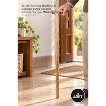 3 Adet Ahşap Baston 95 Cm Yürüyüş Bastonu El Destekli Tahta Tasarım Yürüme Yardımı Walking Cane