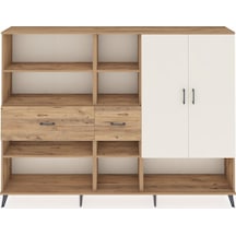 Arges Dolap 10 Raflı 2 Çekmeceli 2 Kapaklı 220x30x163 Çam-aytaşı/çam Aytası/atlas Çam - Atlas Çam