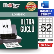 Herboy Hb-1052 46,4 X 21,2 Mm A4 Baskılı Laser Etiket 50 Adet