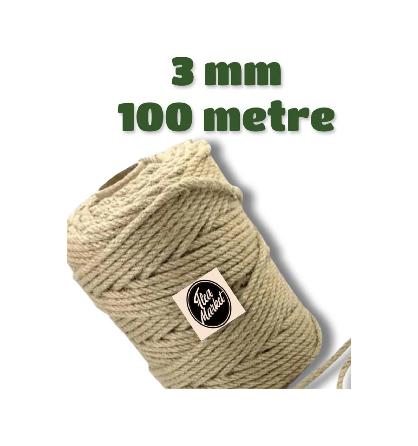 3 Mm 100 Metre Jüt Halat - Kendir Halat - Dekor İpi