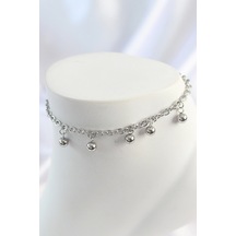 316l Çelik Gümüş Renk Sallantı Topçuk Zincir Model Kadın Halhal Çok Renkli