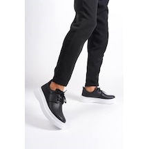 Kb-x3 Siyah Cilt Bağcıklı Günlük Erkek Ayakkabı