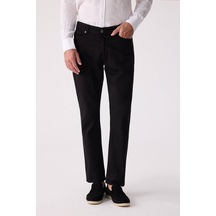 Erkek Siyah Slim Fit Üst Cep Kanvas Pantolon