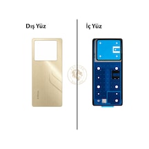 Infinix Note 40 Altın Uyumlu Arka Kapak Arka Cam Batarya Pil Kapağı Lazer Kesim Back Cover Diğer
