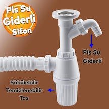 Pis Su Giderli Sökülebilir Tas'lı Çift Gider Sifon Körüklü Temizlenebilir Mutfak Banyo Lavabo Boru