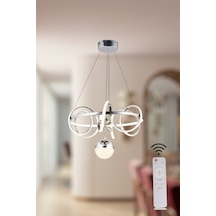 Ey Shop Krom Toplu Çember Model 3 Renk Led Kumandalı Avize Krom