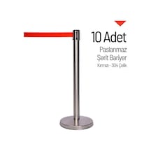 İleri Trafik  10'lu Paslanmaz Şerit Bariyer - 304 Çelik-3333 - Kırmızı Şerit