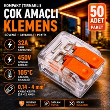50 Adet Kompakt Tırnaklı Çok Amaçlı Klemens-2 Kutup