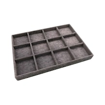 Yerli Üretim Keten Kumaş Füme Renk 34 Cm / 24 Cm 12 Bölmeli Çekmece Içi Takı Standı Çok Renkli