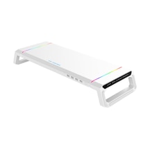 Ice Cooler T1 Laptop Sehpası Rgb Işıklı Mönitör Standı Ekran Altlığı 4 Usb Hub Telefon Tutuculu Çekmeceli Mönitör Yükseltici Katlanabilir Yükseklik Ayarlı Altlık 30kg Taşıma Kapasiteli