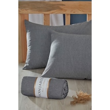 Bonjardinhome Çift Kişilik Lastikli Çarşaf & Iki Adet Yastık Kılıfı Koyu Gri Koyu Gri
