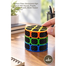 3 Adet Silindir Zeka Küpü Karbon Fiber Görünümlü Eğri Yüzeyli Akıl Oyunu, Puzzle, Cylinder Puzzle, Brain Teaser