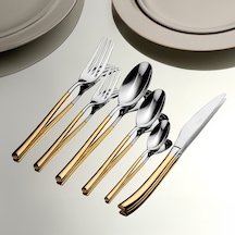 Nehir Elegance Altın Sade 12 Kişilik 72 Parça Çatal Kaşık Bıçak Takımı
