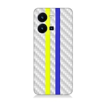 Vivo Y22s Uyumlu Sarı Lacivert Metal Motif Desenli Silikon Kılıf