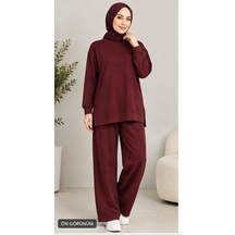 Çımalı İkili Tesettür Takım Bordo