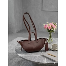 Housebags Valentina Kadın Fermuarlı + Cüzdan Charm El Ve Omuz Çantası Acı Kahverengi