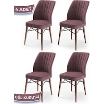 Canisa Flex Serisi Yemek Odası Sandalyesi 4 Adet Gülkurusu Gürgen Ayak Sandalye Gülkurusu Ayakları Ceviz